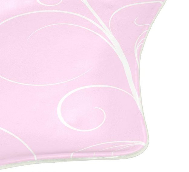 AnnaVasily - Judy is a fan shaped pink charger plate in soft shell pink with our Vivace pattern.-Detail View