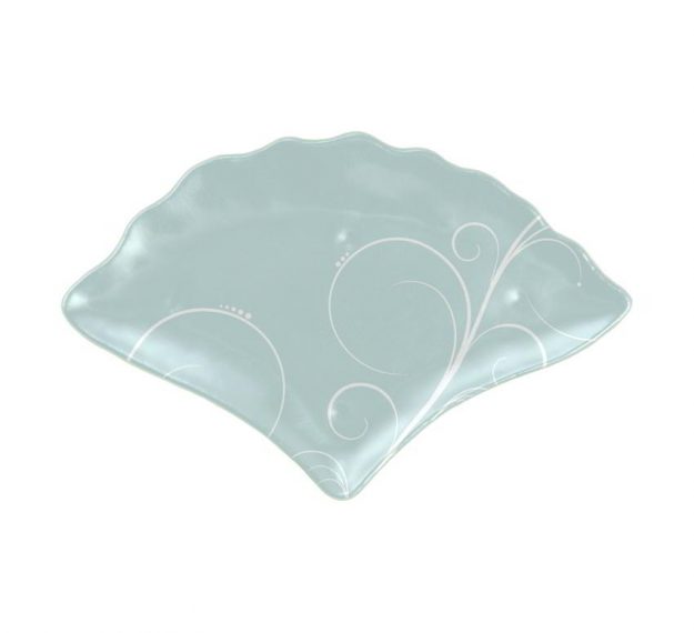 Pastel Blue Charger Plates, Fan-Shaped, Designed by Anna Vasily. - top view