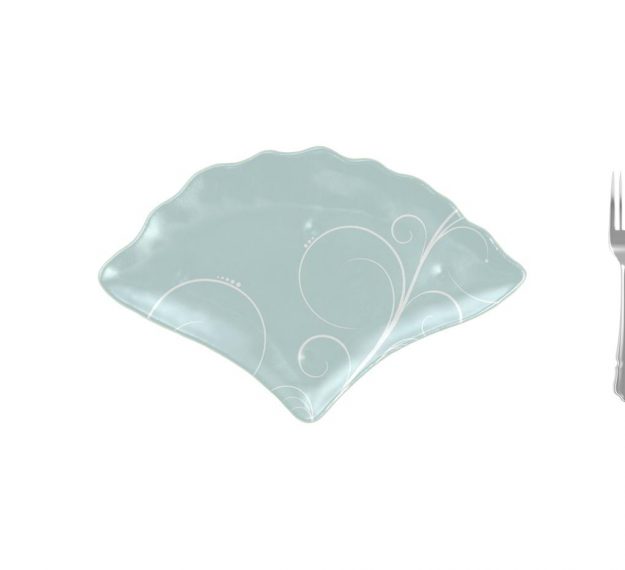 Pastel Blue Charger Plates, Fan-Shaped, Designed by Anna Vasily. - measure view