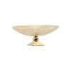 AnnaVasily - Xante is a large fruit bowl in cream and our Vivace pattern on a square bronze pedestal.-Measure View