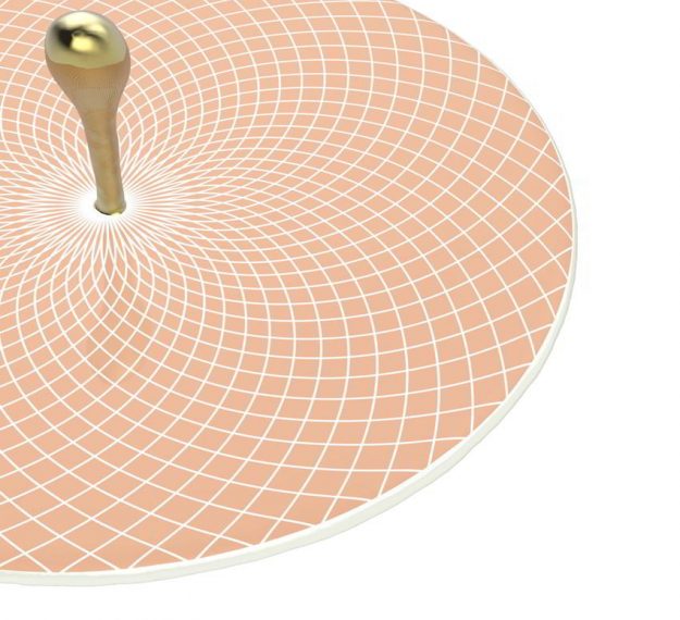 Rose Gold Platter with Polished Brass Handle Designed by Anna Vasily. - detail view