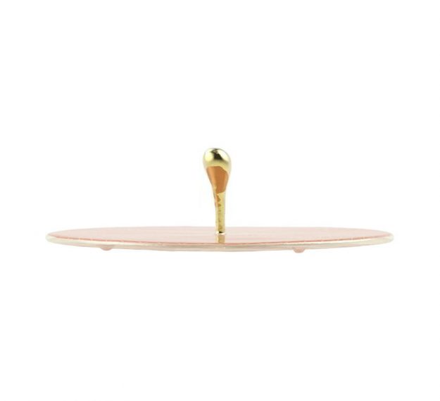 Rose Gold Platter with Polished Brass Handle Designed by Anna Vasily. - side view