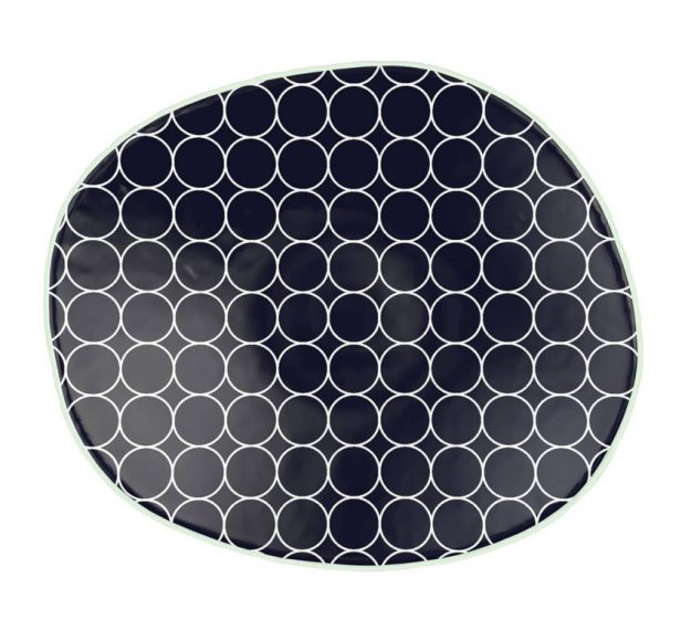 Patterned Navy Blue Side Plates with Organic Form by Anna Vasily. - top view