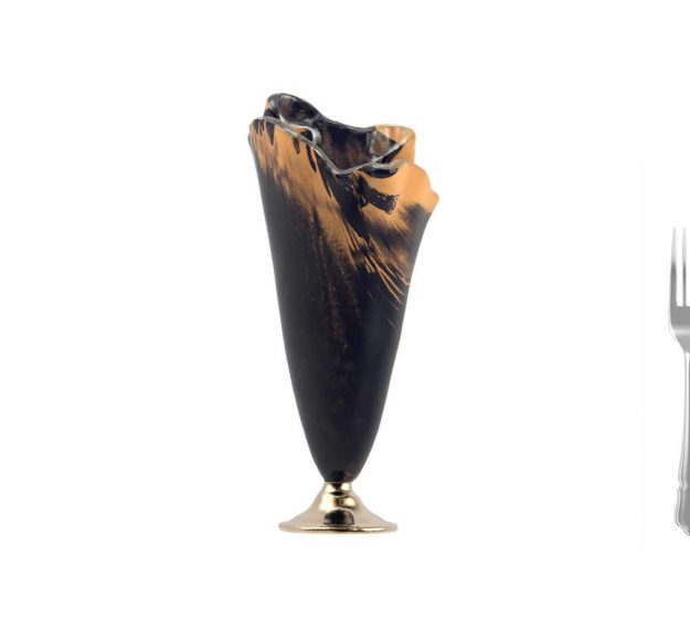 Blue Flower Vase Centrepiece on Golden Brass Pedestal by AnnaVasily. - measure view