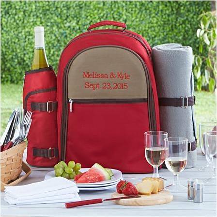 customized red picnic backpack 