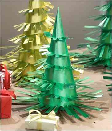 DIY Christmas Trees from green and golden paper
