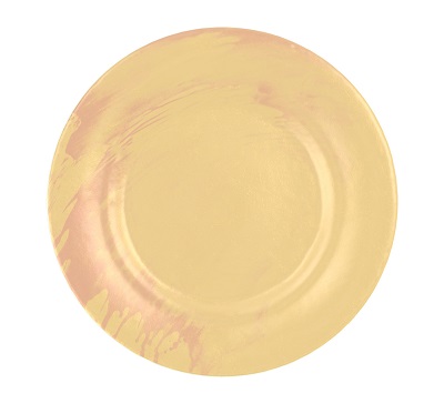 Luxurious Dinner Sets Kylie is a round dish in champagne colour with a splash of cameo rose.