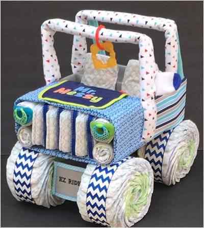 Diapers, Blankets and Accessories shaped as a Jeep