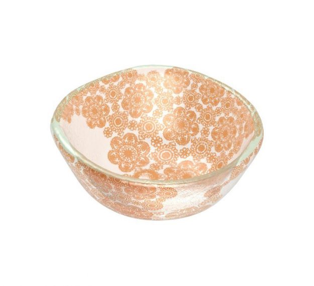 Small Glass Bowls With Floral Pattern Designed by Anna Vasily. - 3/4 view