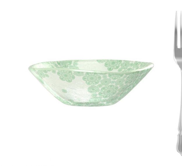 Green Rice Bowl With Pattern. An Organic Glass Bowl by Anna Vasily. - measure view