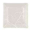 Handcrafted Square Floral White Side Plates Designed by Anna Vasily. - top view