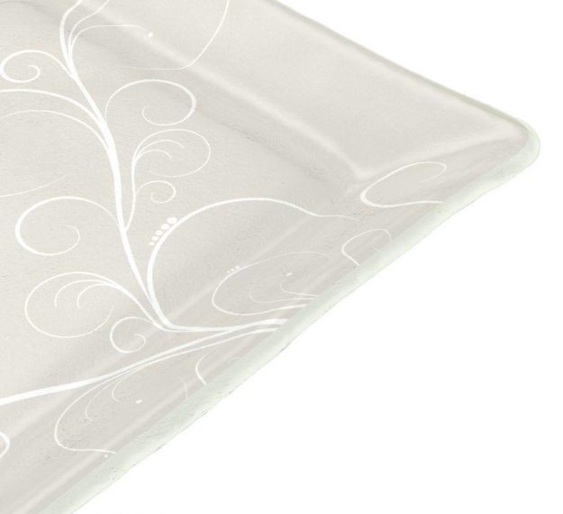 Handcrafted Square Floral White Side Plates Designed by Anna Vasily. - detail view