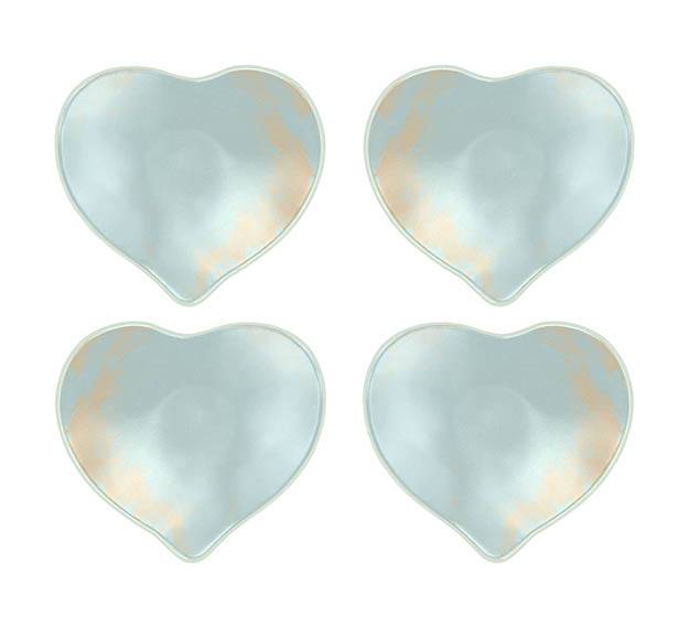 Heart Shaped Plates Set of 4 Handmade for Desserts by Anna Vasily. - set view