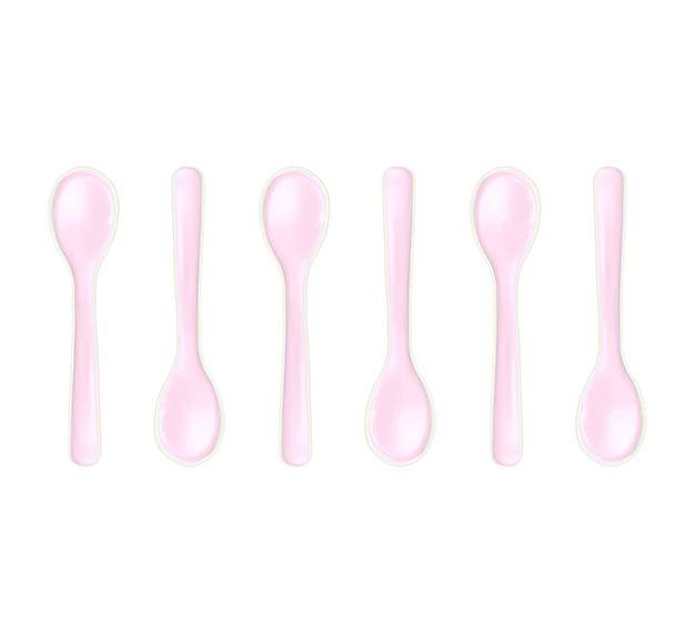 Glass Pink Teaspoons Set of 6 Designed by Anna Vasily. - set view