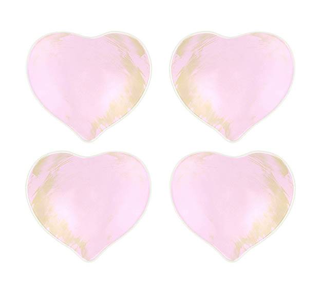 Pink Heart Plates for Romantic Valentine's Day in Bed by Anna Vasily. - set view