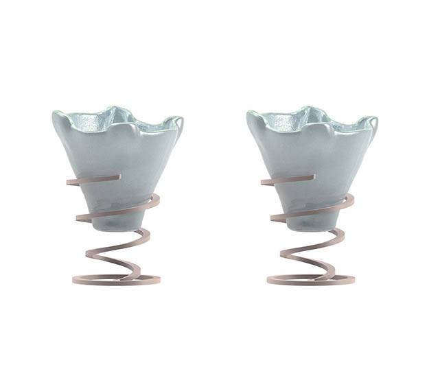 Set of 2 Light Blue Ice Cream Bowls Designed by Anna Vasily. - set view