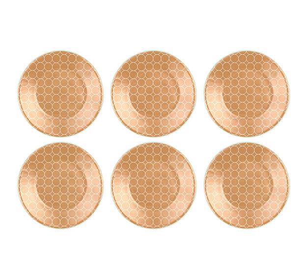 Gold Side Plates. Set of 6 Glass Side Plates by Anna Vasily. - set view