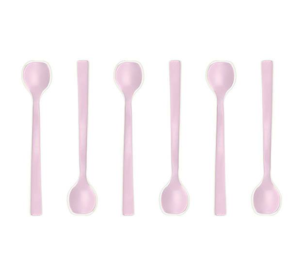Pink Dessert Spoon Set of 6 Designed by Anna Vasily. - set view