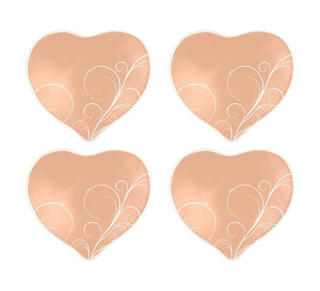 Floral Heart Plate Set of 4. Valentine Plates Designed by Anna Vasily. - set view
