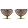 Handcrafted Doe Brown Sorbet Bowls with Floral Pattern by Anna Vasily. - set view