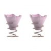 Soft Shell Pink Ice Cream Bowls Supported on a Spiral Metal Base. - set view
