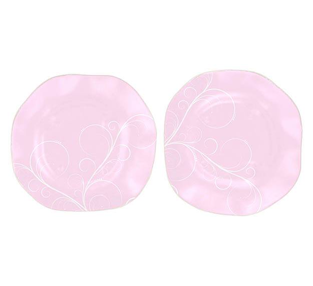 Organic Shaped Pink Charger Plates Designed by Anna Vasily. - set view