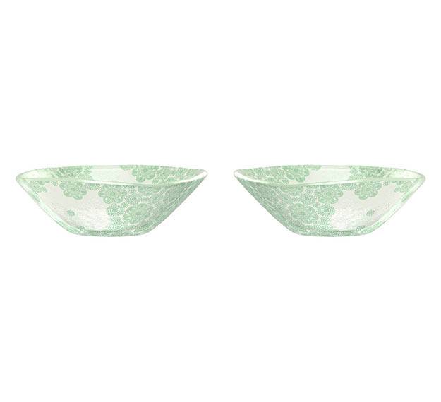 Green Rice Bowl With Pattern. An Organic Glass Bowl by Anna Vasily. - set view