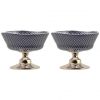 Elegant Navy Blue Dessert Bowls with Pattern Designed by Anna Vasily. - set view