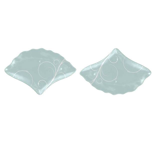 Pastel Blue Charger Plates, Fan-Shaped, Designed by Anna Vasily. - set view
