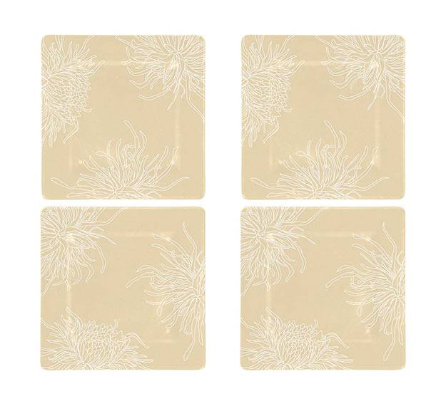 Floral Charger Plates in Cream-Beige Designed by Anna Vasily. - set view