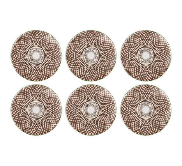 Brown Glass Coaster Set of 6 Modern Coasters Designed by Anna Vasily. - set view