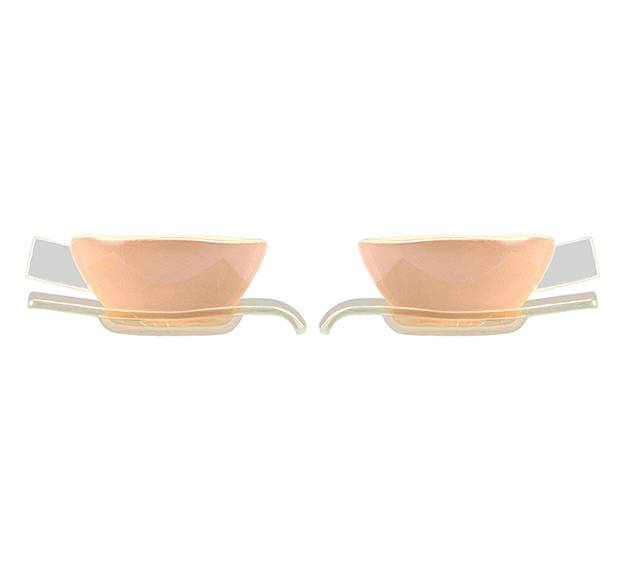 Unique Rose Gold Tea Cup And Saucer Designed by Anna Vasily. - set view