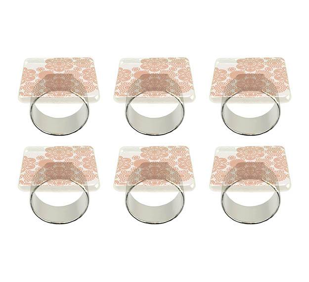 Matte Gold Square Napkin Ring Holder Designed by Anna Vasily. - set view