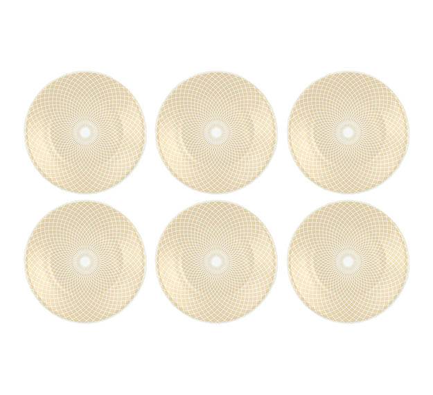 Beige Patterned Small Side Plates Designed by Anna Vasily. - set view