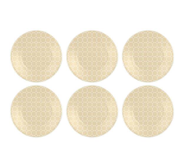 Handcrafted Pretty Side Plates in Beige Designed by Anna Vasily. - set view