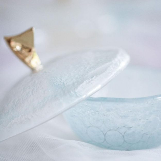 Round Blue Candy Box, Anabe Glass Candy Bowl Closeup - Anna Vasily