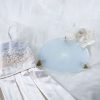 Boyish Sky Blue Cake Plate Stand, Gane Elegant Cheese Platter by anna Vasily on Bed with Blue Dress