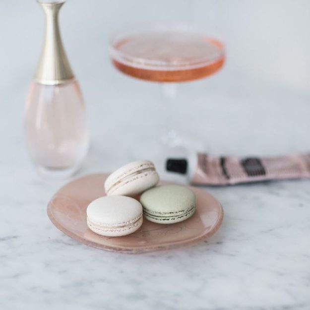 Rose Gold Bread Plate In Organic Form, Irma Oval Glass Bread Plates with Macarons - Anna Vasily