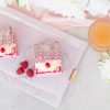 Set/2 Pink Charger Plates, Samy Rectangular Floral Table Chargers with raspberries and lamingtons