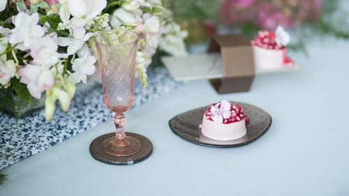 Unique elegant glass coasters for cocktail parties to update your serveware by Anna Vasily.